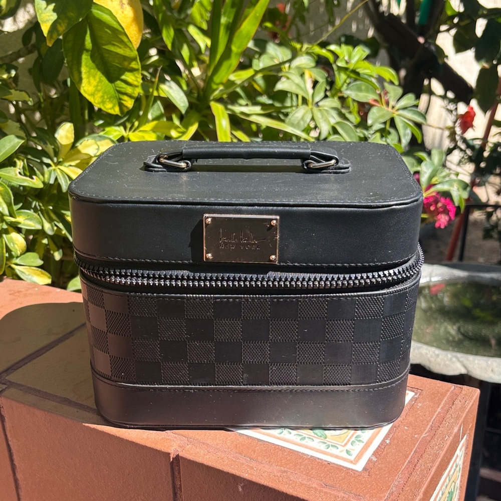 Nicole miller Black Checkered Travel Vanity Case
